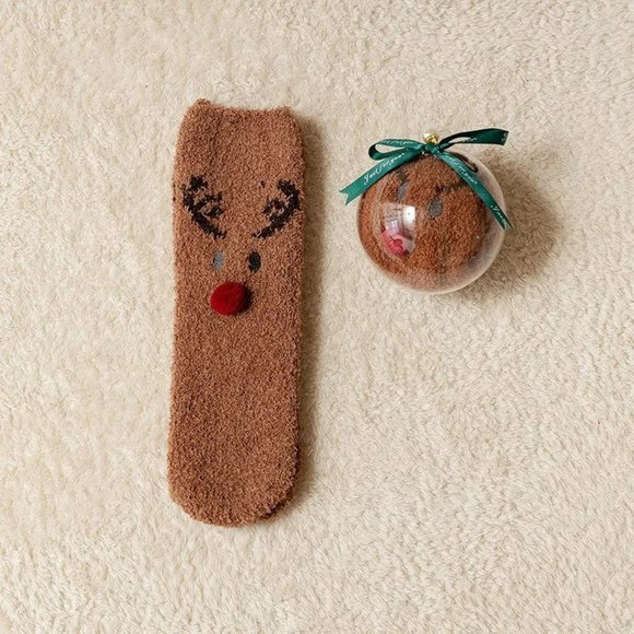 Kids Fuzzy Reindeer Sock Holiday Ornament 5-7yrs - Picture 1 of 1